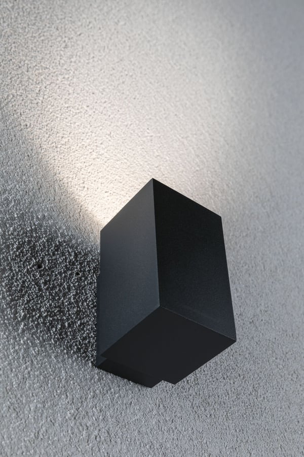 Paulmann LED vägglampa Flame IP44 vinkelformad 58x103 mm 3000K 3,8W 320lm 230V 75° Antracit Aluminium