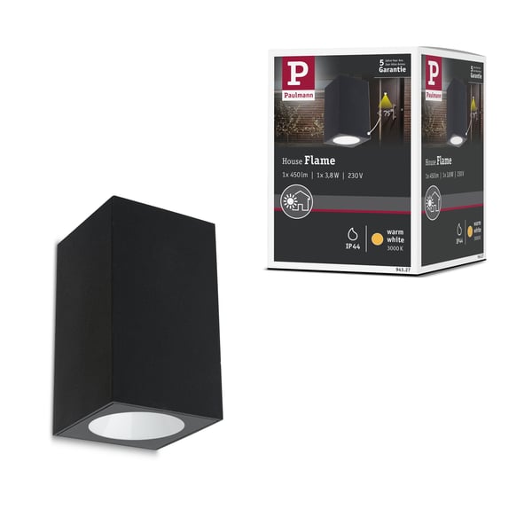 Paulmann LED vägglampa Flame IP44 vinkelformad 58x103 mm 3000K 3,8W 320lm 230V 75° Antracit Aluminium Paulmann LED vägglampa Flame IP44 vinkelformad 58x103 mm 3000K 3,8W 320lm 230V 75° Antracit Aluminium