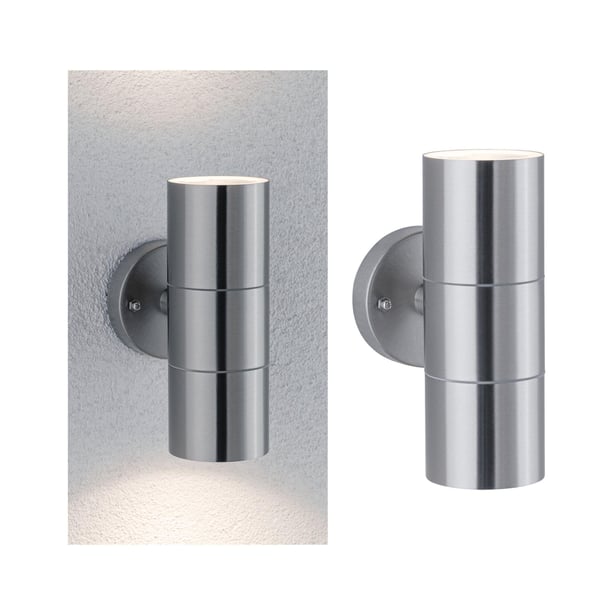 Paulmann Vägglampa Flame IP44 60 mm max. 2x10W 230V Rostfritt stål borstat Rostfritt stål