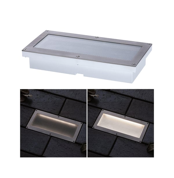 Paulmann LED infälld golvlampa Brick IP67 200x100 mm 3000K 1,6W 50lm 230V Aluminium, Grå Metall, Rostfritt stål