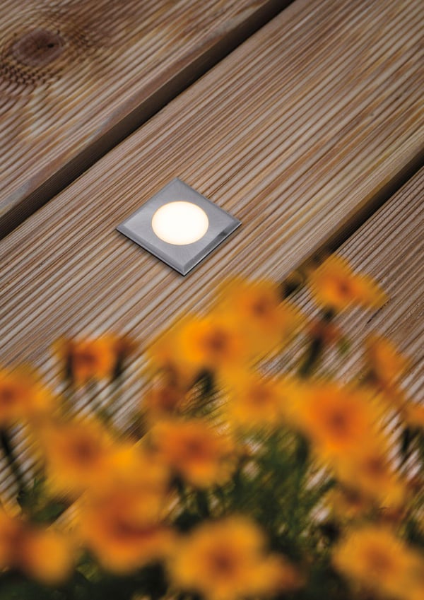 Paulmann House LED infälld golvlampa Varmvit IP67 vinkelformad 50x82 mm 3000K 2W 60lm 230V Rostfritt stål borstat Rostfritt stål, Plast