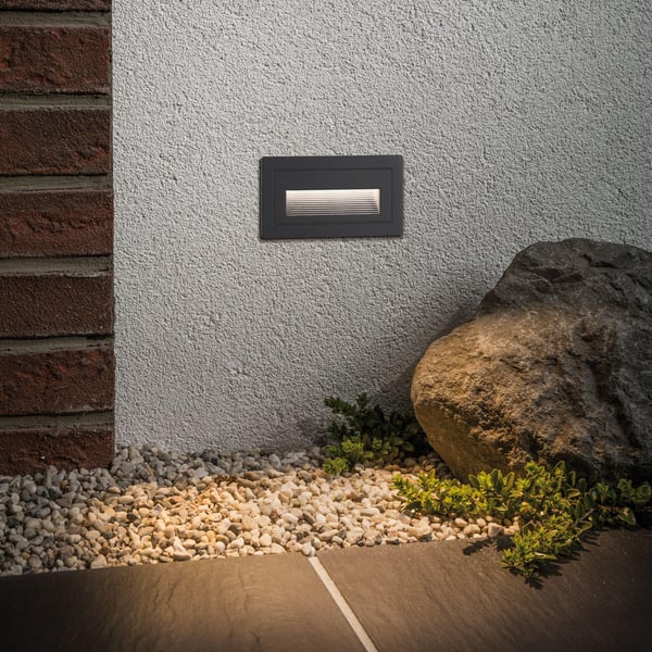 Paulmann LED vägglampa för utomhusbruk Long IP44 vinkelformad 103x62 mm 3000K 4W 30lm 230V Svart Aluminium