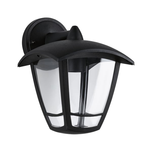 Paulmann Vägglampa för utomhusbruk Classic curved IP44 164x225 mm max. 12W 230V Klar, Svart Plast