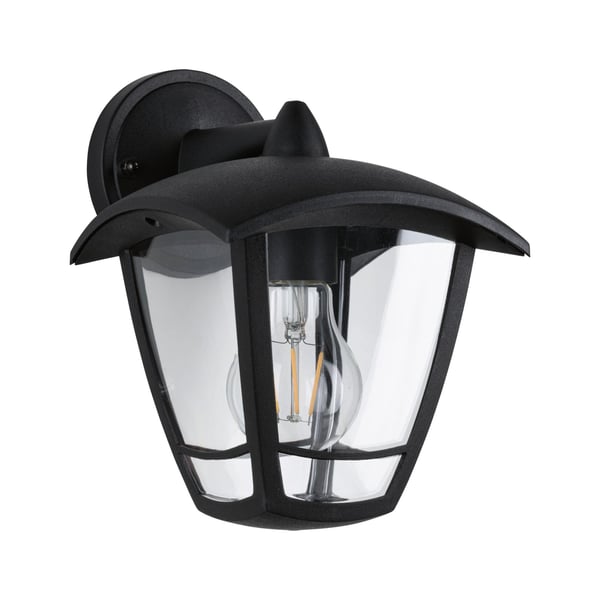 Paulmann Vägglampa för utomhusbruk Classic curved IP44 164x225 mm max. 12W 230V Klar, Svart Plast