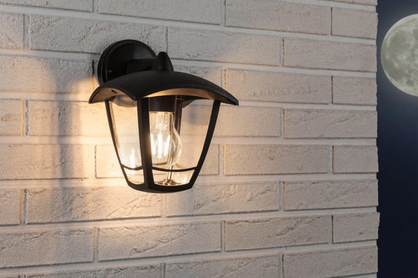 Paulmann Vägglampa för utomhusbruk Classic curved IP44 164x225 mm max. 12W 230V Klar, Svart Plast
