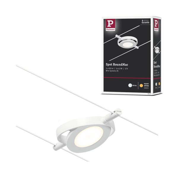 Paulmann CorDuo LED kabelsystem RoundMac 200lm 4,5W 3000K 12V Vit matt, Krom