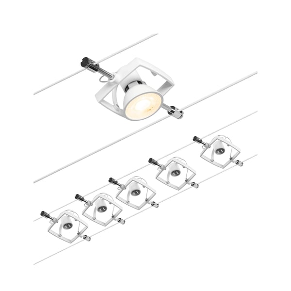 Paulmann CorDuo Kabelsystem Mac II Grundläggande set GU5,3 max. 5x10W 230/12V Vit matt, Krom