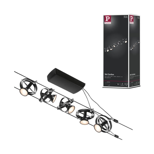 Paulmann CorDuo Kabelsystem Cardan GU5,3 max. 5x10W 230/12V Svart matt, Krom