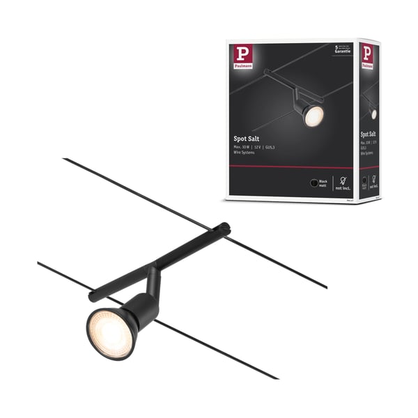 Paulmann CorDuo Kabelsystem Salt GU5,3 max. 10W 12V Svart matt, Krom