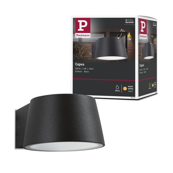 Paulmann LED vägglampa för utomhusbruk Capea IP44 96x128 mm 3000K 6W 500lm 230V 98° Antracit Aluminium