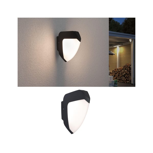 Paulmann LED vägglampa för utomhusbruk Ikosea IP44 50x203 mm 3000K 4,4W 350lm 230V Antracit Plast