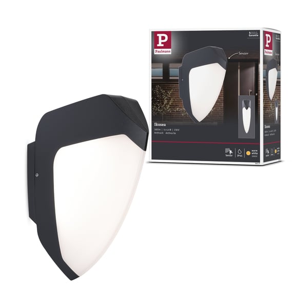 Paulmann LED vägglampa för utomhusbruk Ikosea IP44 50x203 mm 3000K 4,4W 350lm 230V Antracit Plast