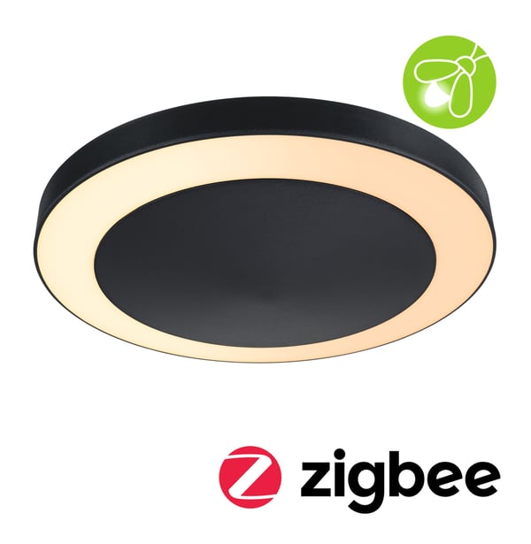 Paulmann LED taklampa Smart Home Zigbee 3.0 Circula Skymningssensor IP44 rund 320 mm Tunable Warm 14W 880lm 230V Antracit Plast