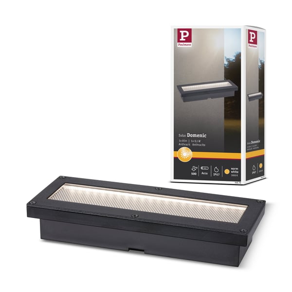 Paulmann Solenergi LED infälld golvlampa Domenic IP67 3000K 6lm Svart