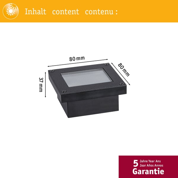 Paulmann Solenergi LED infälld golvlampa Domenic IP67 3000K 6lm Svart