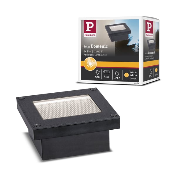 Paulmann Solenergi LED infälld golvlampa Domenic IP67 3000K 6lm Svart
