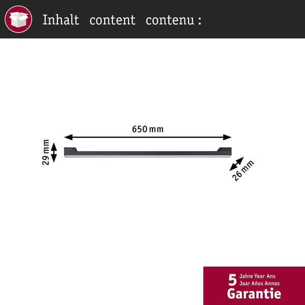 Paulmann ULine LED strålkastare Ljuslist 1025lm 18,5W 650x29 mm 3000K Svart