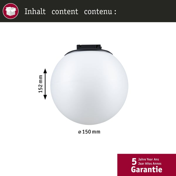 Paulmann ULine LED pendel Ball 795lm 8W 150 mm 3000K Svart