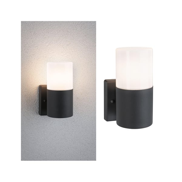 Paulmann Vägglampa för utomhusbruk Tubs IP44 rund 105x175 mm max. 15W 230V Grå matt Metall, Plast