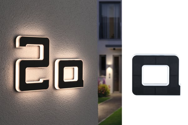 Solenergi LED lampa för husnummer inkl. utbytbart batteri IP44 3000K 6lm Svart