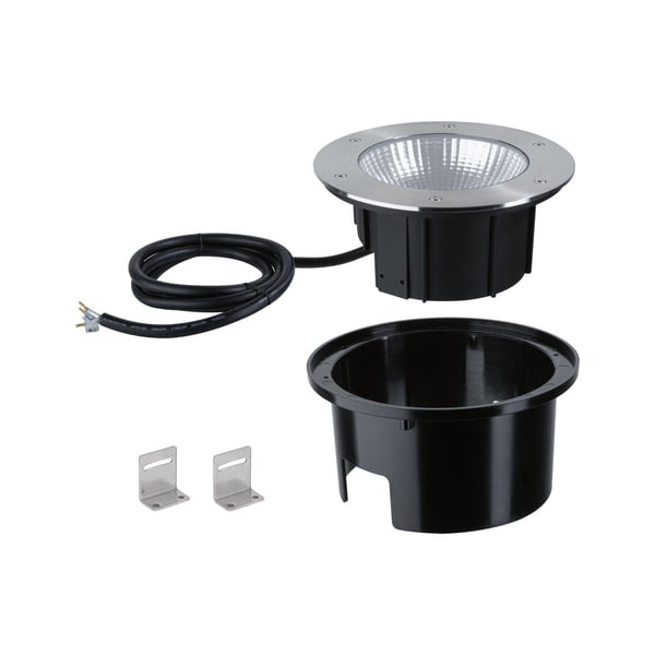 Paulmann LED infälld golvlampa Durea IP67 rund 213 mm 3000K 12,5W 870lm 230V Rostfritt stål Metall