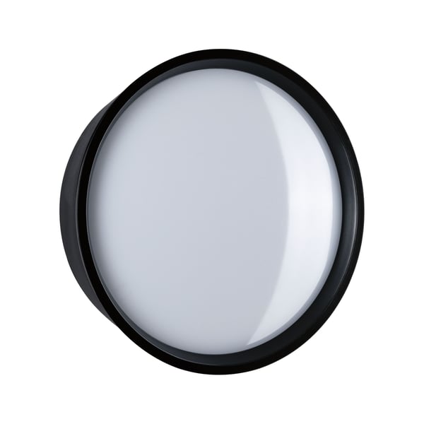 Paulmann LED vägglampa för utomhusbruk Platomo IP44 rund 180 mm 3000K 14,5W 1200lm 230V Svart Plast