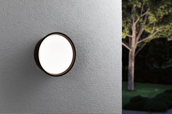 Paulmann LED vägglampa för utomhusbruk Platomo IP44 rund 180 mm 3000K 14,5W 1200lm 230V Svart Plast