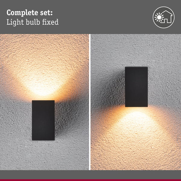 Paulmann LED vägglampa Flame Insektsvänlig IP44 vinkelformad 58x103 mm 2200K 4W 265lm 230V 75° Antracit Metall