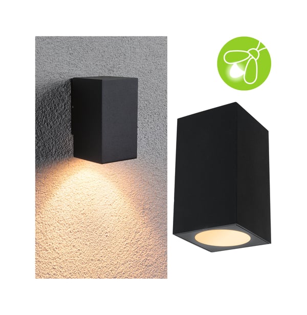 Paulmann LED vägglampa Flame Insektsvänlig IP44 vinkelformad 58x103 mm 2200K 4W 265lm 230V 75° Antracit Metall
