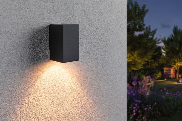 Paulmann LED vägglampa Flame Insektsvänlig IP44 vinkelformad 58x103 mm 2200K 4W 265lm 230V 75° Antracit Metall