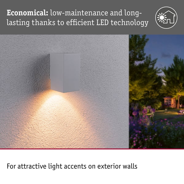Paulmann LED vägglampa Flame Insektsvänlig IP44 vinkelformad 58x103 mm 2200K 4W 265lm 230V 75° Vit Metall