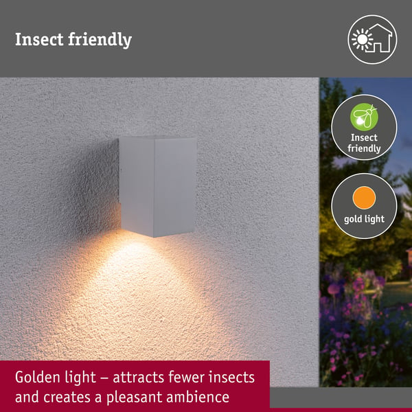 Paulmann LED vägglampa Flame Insektsvänlig IP44 vinkelformad 58x103 mm 2200K 4W 265lm 230V 75° Vit Metall