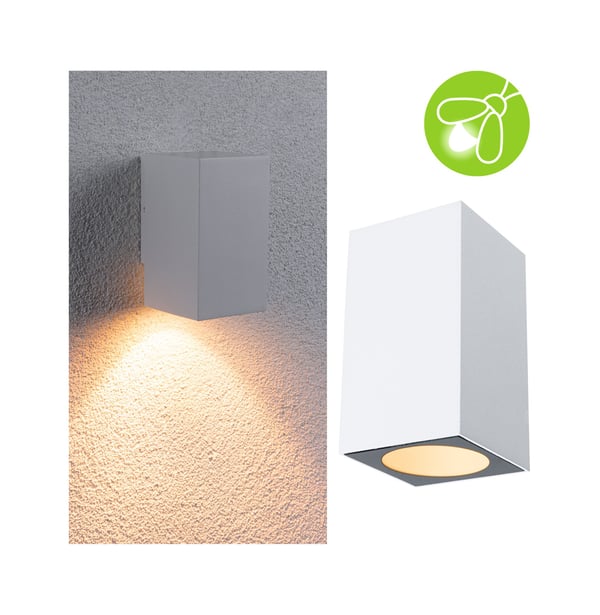 Paulmann LED vägglampa Flame Insektsvänlig IP44 vinkelformad 58x103 mm 2200K 4W 265lm 230V 75° Vit Metall