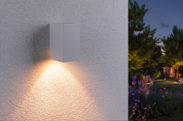 Paulmann LED vägglampa Flame Insektsvänlig IP44 vinkelformad 58x103 mm 2200K 4W 265lm 230V 75° Vit Metall