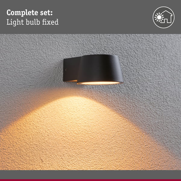 Paulmann LED vägglampa för utomhusbruk Capea Insektsvänlig IP44 96x128 mm 2200K 6W 550lm 230V 98° Antracit Aluminium