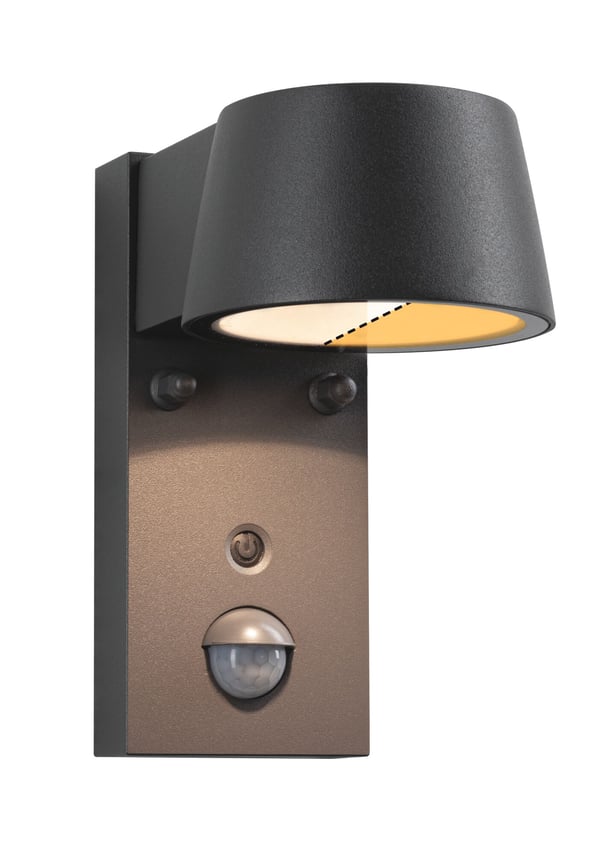 Paulmann LED vägglampa för utomhusbruk Capea Skymningsstyrd rörelsedetektor (IR) Insektsvänlig IP44 96x165 mm Tunable Warm 6W 450lm 230V 98° Antracit Aluminium