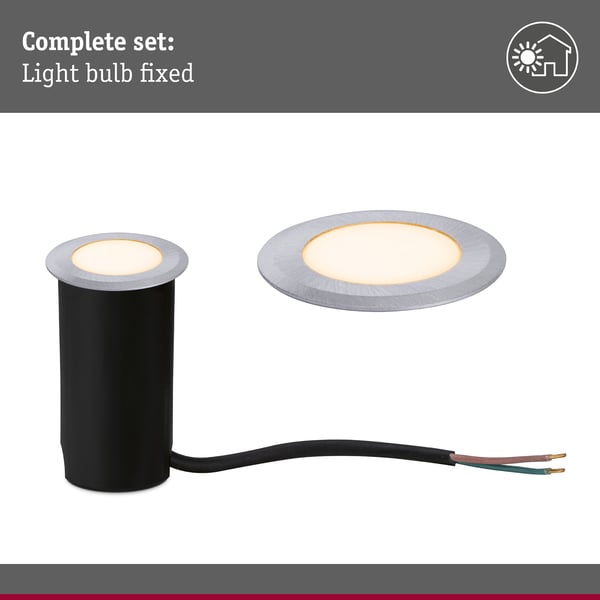Paulmann LED infälld golvlampa Floor Profil Insektsvänlig IP67 rund 50 mm 2200K 2,2W 60lm 230V Aluminium Plast, Metall