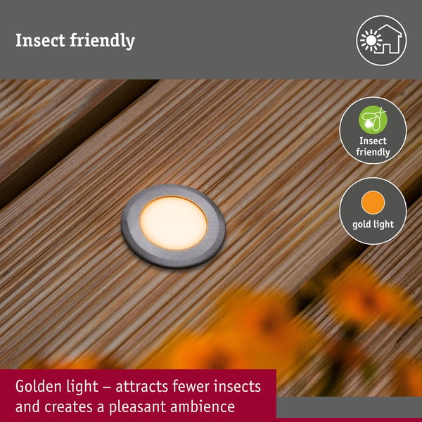Paulmann LED infälld golvlampa Floor Profil Insektsvänlig IP67 rund 50 mm 2200K 2,2W 60lm 230V Aluminium Plast, Metall