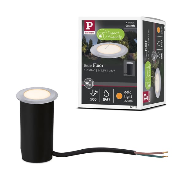 Paulmann LED infälld golvlampa Floor Profil Insektsvänlig IP67 rund 50 mm 2200K 2,2W 60lm 230V Aluminium Plast, Metall
