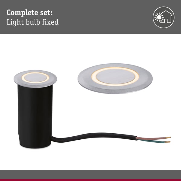 Paulmann LED infälld golvlampa Floor Profil Insektsvänlig IP67 rund 50 mm 2200K 2,2W 15lm 230V Aluminium Plast, Metall