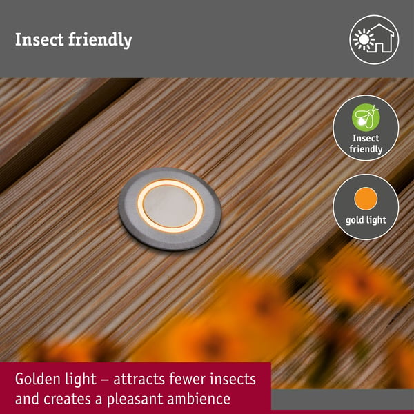 Paulmann LED infälld golvlampa Floor Profil Insektsvänlig IP67 rund 50 mm 2200K 2,2W 15lm 230V Aluminium Plast, Metall