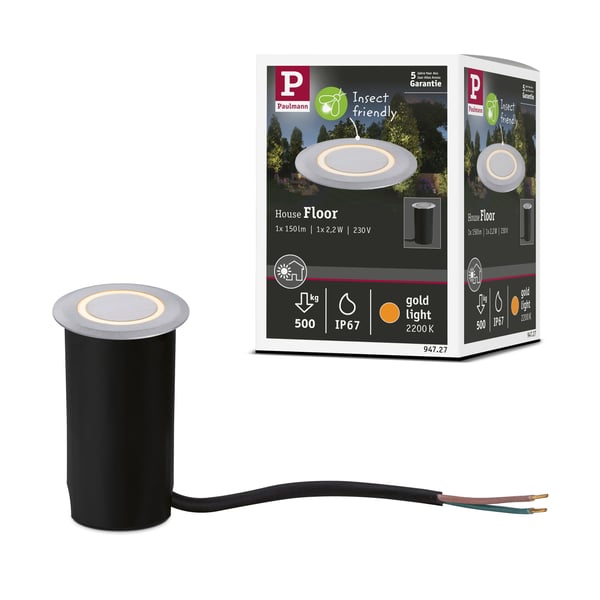 Paulmann LED infälld golvlampa Floor Profil Insektsvänlig IP67 rund 50 mm 2200K 2,2W 15lm 230V Aluminium Plast, Metall