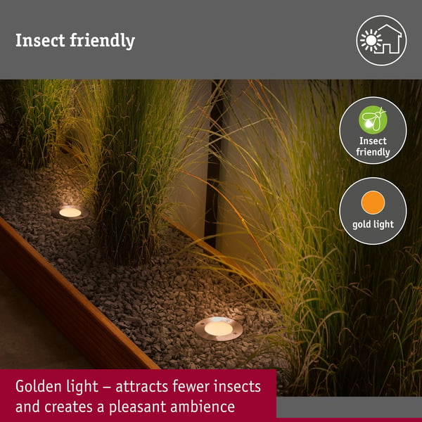 Paulmann LED infälld golvlampa Floor Insektsvänlig IP65 cylindrisk 110 mm 2200K 4,3W 320lm 230V Rostfritt stål borstat Rostfritt stål, Plast