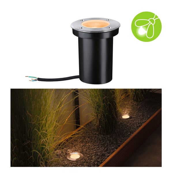 Paulmann LED infälld golvlampa Floor Insektsvänlig IP65 cylindrisk 110 mm 2200K 4,3W 320lm 230V Rostfritt stål borstat Rostfritt stål, Plast