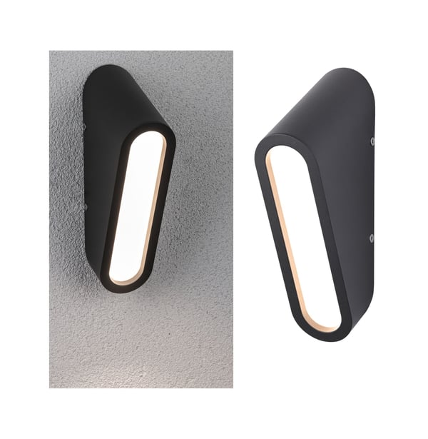 Paulmann LED vägglampa för utomhusbruk Cliff Havsvattentålig IP44 64x242 mm 3000K 9,5W 300lm 230V Antracit Aluminium