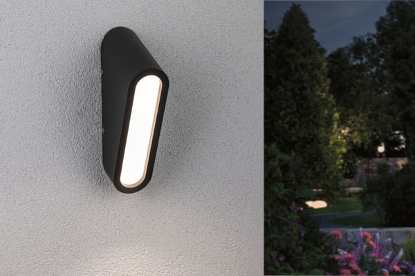 Paulmann LED vägglampa för utomhusbruk Cliff Havsvattentålig IP44 64x242 mm 3000K 9,5W 300lm 230V Antracit Aluminium