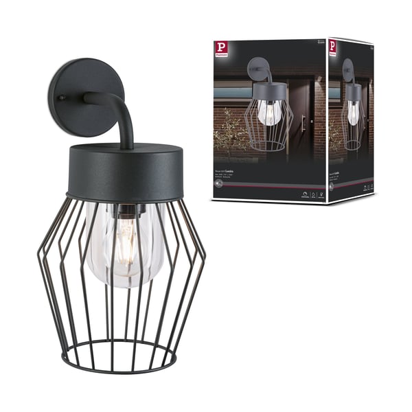 Vägglampa för utomhusbruk Lanka Havsvattentålig IP44 205x360 mm max. 40W 230V Antracit Aluminium