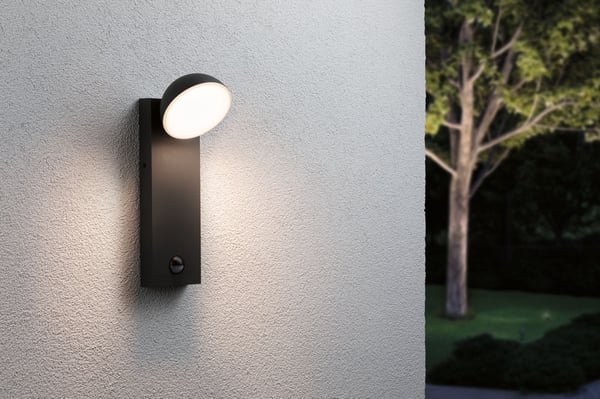 Paulmann LED vägglampa för utomhusbruk Puka Havsvattentålig IP44 rund 110x315 mm 3000K 8,5W 460lm 230V Antracit Aluminium