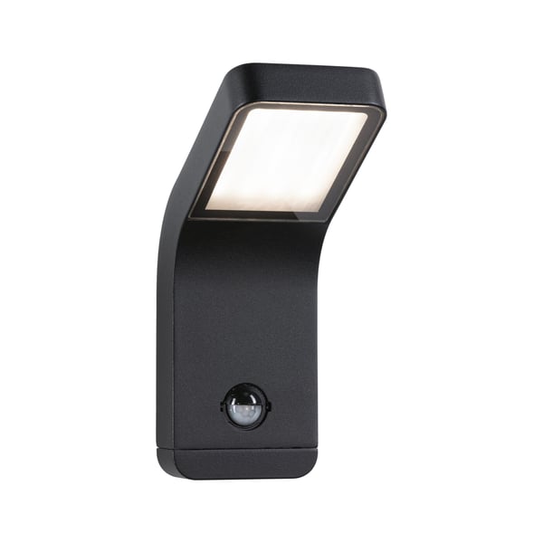 Paulmann LED vägglampa för utomhusbruk Kulma Skymningsstyrd rörelsedetektor (IR) havsvattenbeständig IP44 90x230 mm 3000K 7,5W 500lm 230V Antracit Aluminium