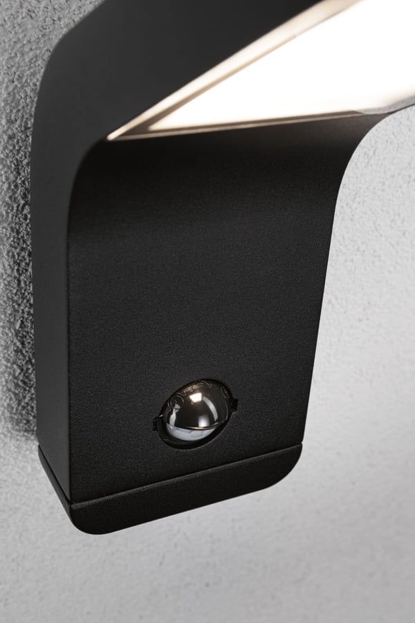 Paulmann LED vägglampa för utomhusbruk Kulma Skymningsstyrd rörelsedetektor (IR) havsvattenbeständig IP44 90x230 mm 3000K 7,5W 500lm 230V Antracit Aluminium
